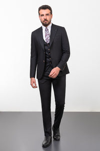 Tyler Slim Fit Black Vested Suit