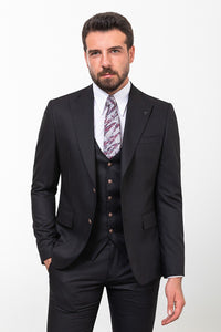 Tyler Slim Fit Black Vested Suit