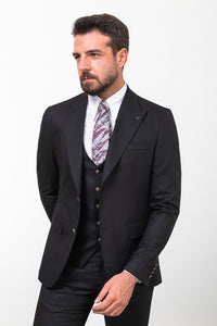 Tyler Slim Fit Black Vested Suit