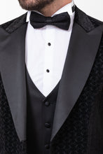 Load image into Gallery viewer, Tyler Slim Fit Black Vested Party Patterned Tuxedo
