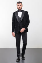 Load image into Gallery viewer, Tyler Slim Fit Black Vested Party Patterned Tuxedo
