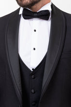 Load image into Gallery viewer, Tyler Slim Fit Black Vested Shawl Lapeled Tuxedo
