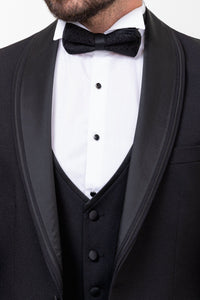 Tyler Slim Fit Black Vested Shawl Lapeled Tuxedo