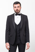 Load image into Gallery viewer, Tyler Slim Fit Black Vested Shawl Lapeled Tuxedo
