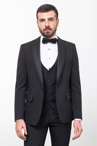 Tyler Slim Fit Black Vested Shawl Lapeled Tuxedo