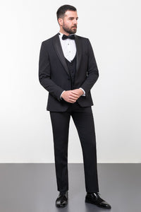 Tyler Slim Fit Black Vested Shawl Lapeled Tuxedo