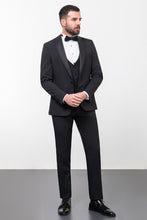 Load image into Gallery viewer, Tyler Slim Fit Black Vested Shawl Lapeled Tuxedo
