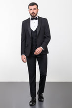 Load image into Gallery viewer, Tyler Slim Fit Black Vested Shawl Lapeled Tuxedo
