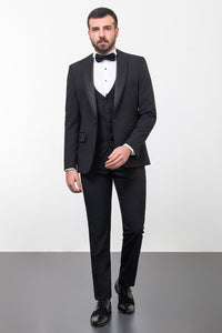 Tyler Slim Fit Black Vested Shawl Lapeled Tuxedo