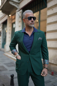 Tyler Slim Fit Special Designed Green Suit with Pleated Pants