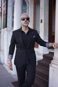 Tyler Slim Fit Special Designed Black Suit with Pleated Pants