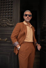 Load image into Gallery viewer, Tyler Slim Fit Special Designed Camel Suit with Pleated Pants
