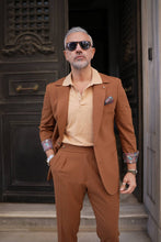 Load image into Gallery viewer, Tyler Slim Fit Special Designed Camel Suit with Pleated Pants
