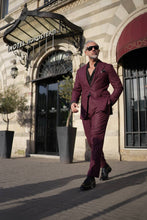 Load image into Gallery viewer, Tyler Slim Fit Special Designed Burgundy Suit with Pleated Pants
