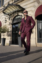 Load image into Gallery viewer, Tyler Slim Fit Special Designed Burgundy Suit with Pleated Pants
