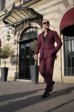 Load image into Gallery viewer, Tyler Slim Fit Special Designed Burgundy Suit with Pleated Pants
