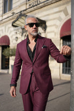 Load image into Gallery viewer, Tyler Slim Fit Special Designed Burgundy Suit with Pleated Pants
