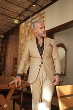 Load image into Gallery viewer, Tyler Slim Fit Special Designed Beige Suit with Pleated Pants
