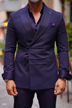 Load image into Gallery viewer, Tyler Slim Fit Special Designed Double Breasted Navy Blue Suit
