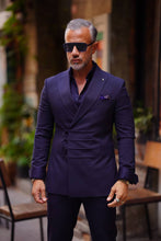 Load image into Gallery viewer, Tyler Slim Fit Special Designed Double Breasted Navy Blue Suit
