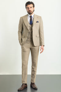 Liam Slim Fit Beige Vested Suit