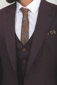 Liam Slim Fit Burgundy Vested Suit (Copy)