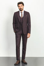 Load image into Gallery viewer, Liam Slim Fit Burgundy Vested Suit (Copy)
