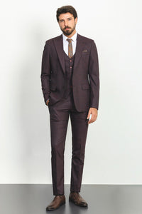 Liam Slim Fit Burgundy Vested Suit (Copy)