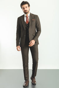 Liam Slim Fit Brown Vested Suit