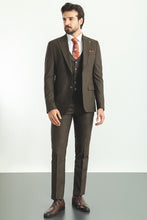 Load image into Gallery viewer, Liam Slim Fit Brown Vested Suit
