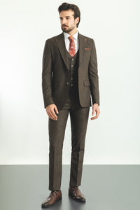 Liam Slim Fit Brown Vested Suit