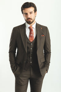 Liam Slim Fit Brown Vested Suit