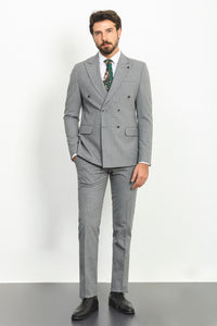 Liam Slim Fit Grey Double Breasted Vested Suit