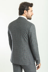 Liam Slim Fit Dark Grey Vested Plaid Suit