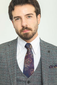 Liam Slim Fit Dark Grey Vested Plaid Suit