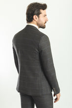 Load image into Gallery viewer, Liam Slim Fit Dark Grey Vested Plaid Suit
