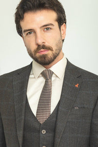 Liam Slim Fit Dark Grey Vested Plaid Suit