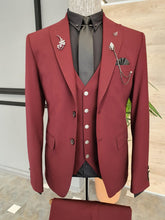 Load image into Gallery viewer, Ralph Slim Fit Bi-Stretch Claret Red Suit
