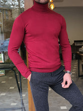 Load image into Gallery viewer, Henry Slim Fit Red Turtleneck

