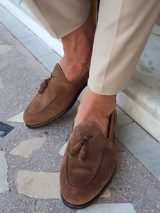 Chase Sardinelli Beige Suede Brown Leather Loafer