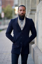 Load image into Gallery viewer, Rick Slim Fit Dark Blue Woolen Cachet Coat
