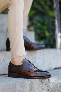 Luke Special Design Brown Patent Leather Classic Shoes
