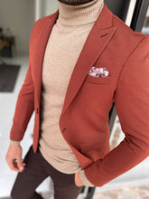 Load image into Gallery viewer, Reese Super Slim/Skinny Fit Self Patterned Woolen Tile Blazer Only
