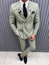Load image into Gallery viewer, Noah Slim Fit Double Breasted Mint Mono Collar Suit
