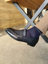 Load image into Gallery viewer, Heritage Sardinelli Buckled Detail Dark Blue Leather Shoes
