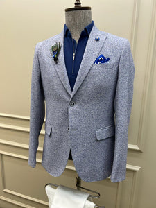 Brad Slim Fit Dot Detailed Blue Blazer Only