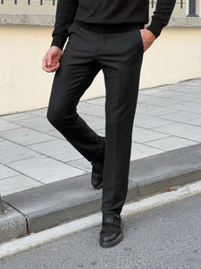 Naze Slim Fit High Quality Black Patterned Anthracite Pants