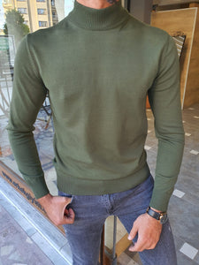 Blaek Slim fit Long Sleeve Green turtleneck