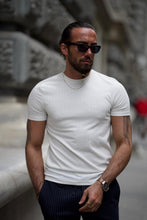 Load image into Gallery viewer, Noah Slim Fit Textured Crew Neck White Tees
