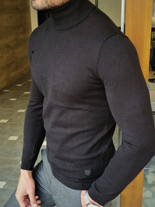 Henry Slim Fit Black Turtleneck